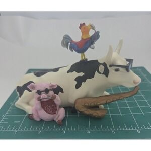 Westland Cow Parade 9141 Mixed Plate Blues 2001 Vtg Retired Figurine Pig Rooster